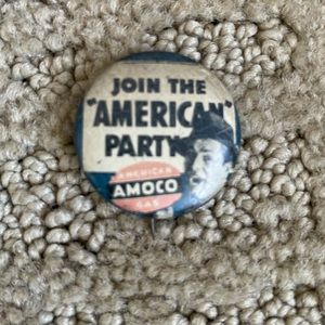 Vintage 1940’s American Oil Amoco Join American Party Pin, Great Condition